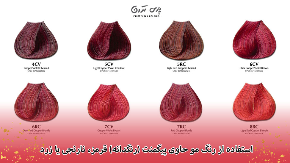 Using hair dye containing red orange or yellow pigments استفاده از رنگ مو حاوی پیگمنت (رنگدانه) قرمز، نارنجی یا زرد