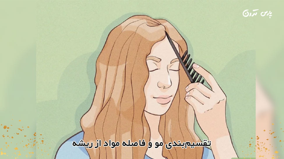 Hair division and distance of the material from the root تقسیمبندی مو و فاصله مواد از ریشه