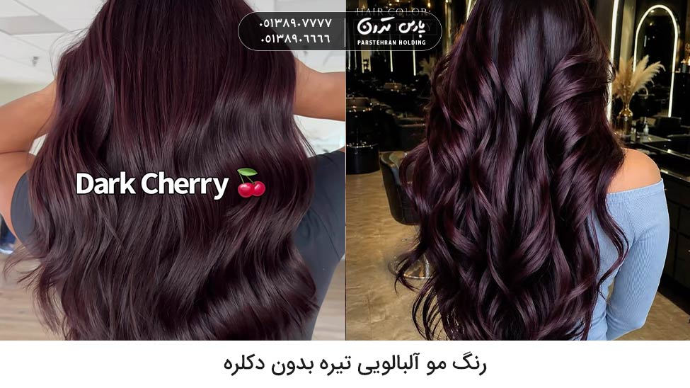 Dark cherry hair color without bleaching رنگ مو پاییزی بدون دکلره آلبالویی تیره