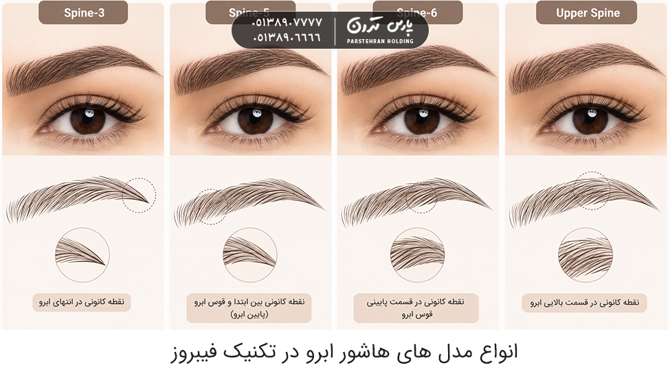 Types of eyebrow hatching models in the fibrosis technique انواع مدل های هاشور ابرو در تکنیک فیبروز