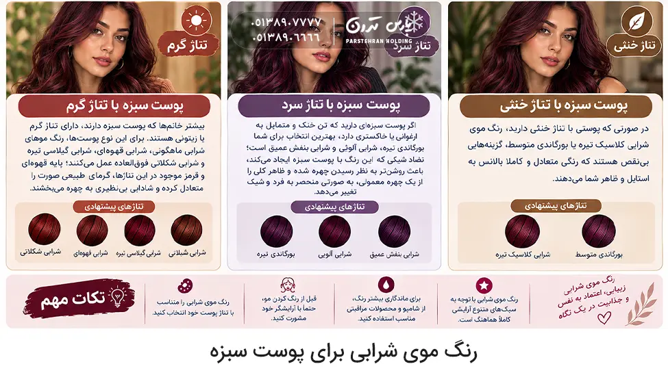 Burgundy hair color for different brunette skin tones رنگ موی شرابی برای پوست سبزه