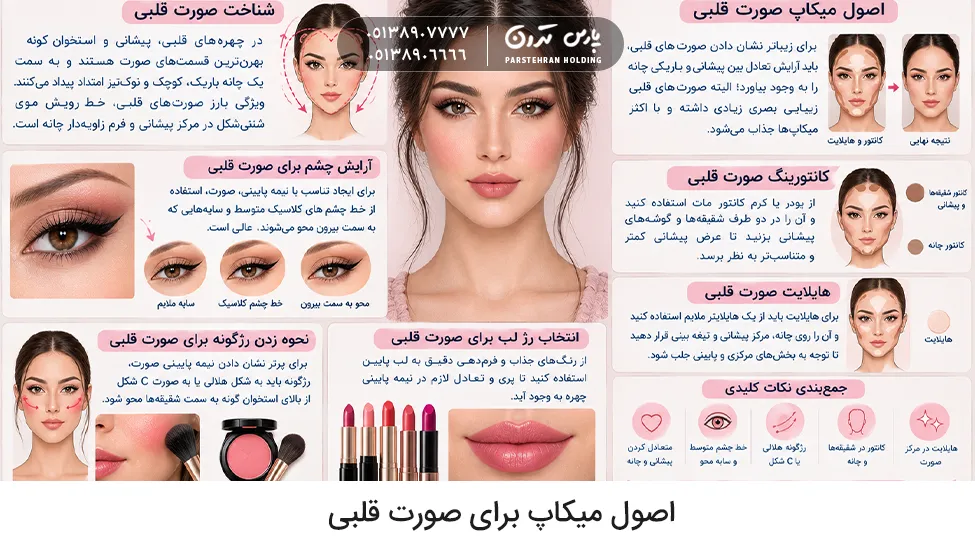 Makeup Principles for a Heart Shaped Face 1 اصول میکاپ برای صورت قلبی