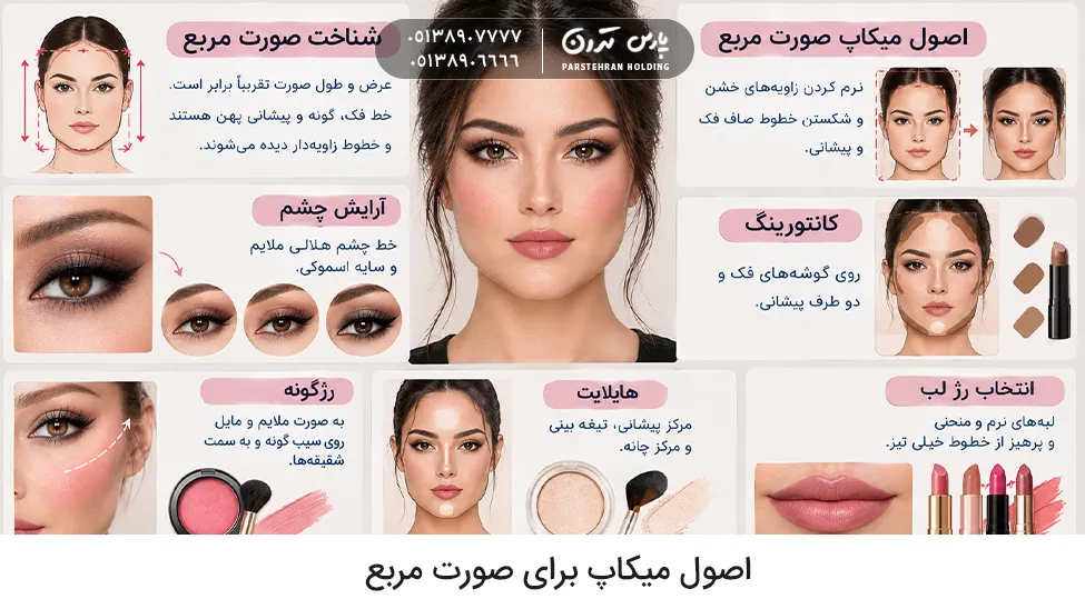 Makeup principles for a square face اصول میکاپ برای صورت مربع